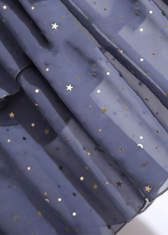 New Grey Ruffled Sequins Patchwork Tulle A Iine Skirts Summer