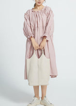 Load image into Gallery viewer, New High waist cotton Ruffles collar women Dresses Wardrobes Pink  long Dresses