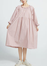 Load image into Gallery viewer, New High waist cotton Ruffles collar women Dresses Wardrobes Pink  long Dresses