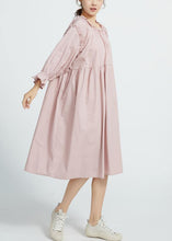 Load image into Gallery viewer, New High waist cotton Ruffles collar women Dresses Wardrobes Pink  long Dresses