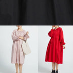 New High waist cotton Ruffles collar women Dresses Wardrobes Pink  long Dresses