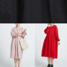 Load image into Gallery viewer, New High waist cotton Ruffles collar women Dresses Wardrobes Pink  long Dresses