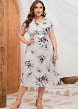 Load image into Gallery viewer, New Light Grey Print Side Open Patchwork Chiffon Dresses Summer
