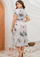 Load image into Gallery viewer, New Light Grey Print Side Open Patchwork Chiffon Dresses Summer