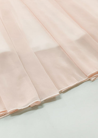 New Sky Blue Lace Up High Waist Patchwork Chiffon Pleated Skirt Summer