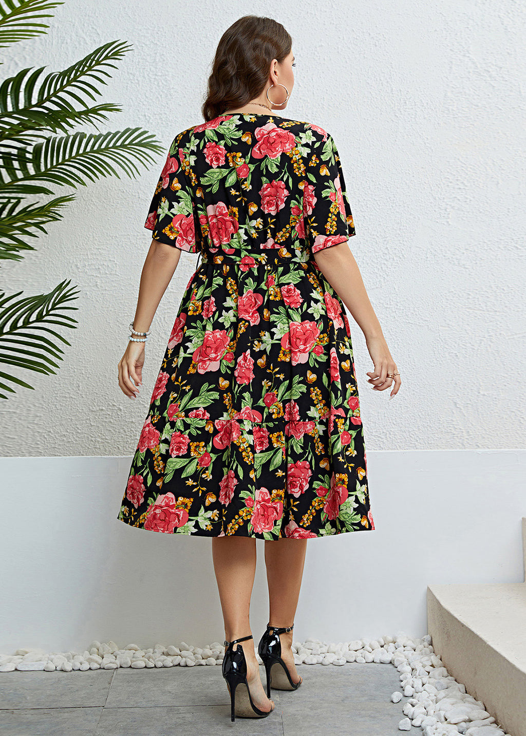 Novelty V Neck Print Chiffon Long Dresses Summer