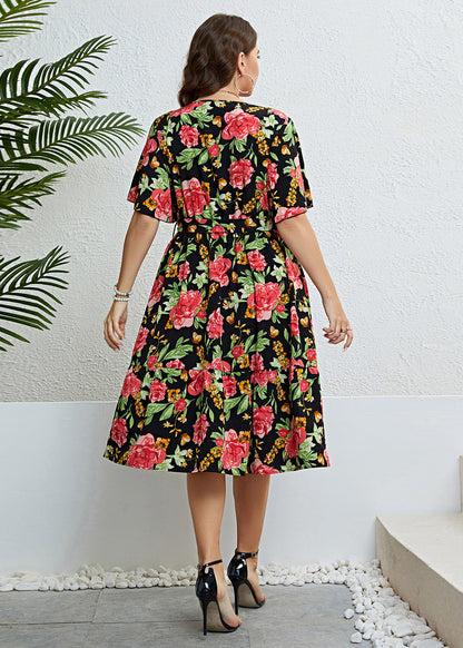 Novelty V Neck Print Chiffon Long Dresses Summer