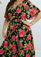 Novelty V Neck Print Chiffon Long Dresses Summer