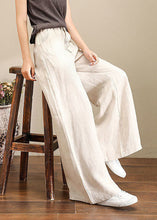 Load image into Gallery viewer, Orange Elastic Waist Linen Straight Pants Solid Color Drawstring Summer