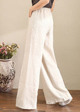 Load image into Gallery viewer, Orange Elastic Waist Linen Straight Pants Solid Color Drawstring Summer