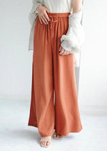 Load image into Gallery viewer, Orange Pockets Linen Crop Pants Wide Leg Spring