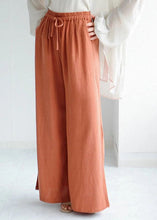 Load image into Gallery viewer, Orange Pockets Linen Crop Pants Wide Leg Spring