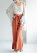 Load image into Gallery viewer, Orange Pockets Linen Crop Pants Wide Leg Spring