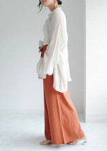 Load image into Gallery viewer, Orange Pockets Linen Crop Pants Wide Leg Spring