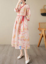 Load image into Gallery viewer, Orange V Neck Tie Waist Vacation Maxi Dresses Half Sleeve