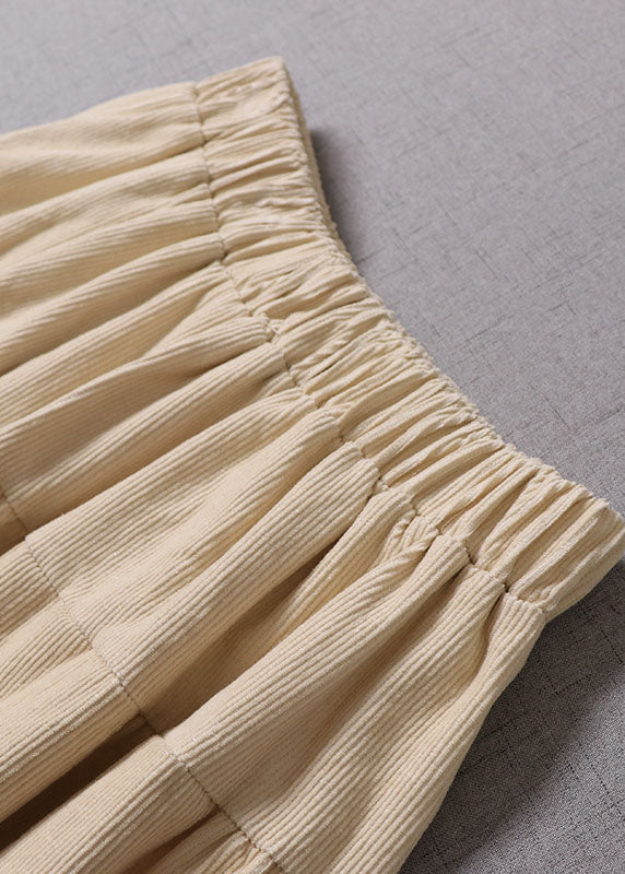 Organic Apricot Embroideried Patchwork Corduroy Skirt Winter