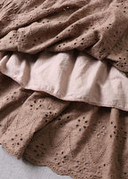 Organic Apricot Hollow Out Embroideried Fall Patchwork Skirts