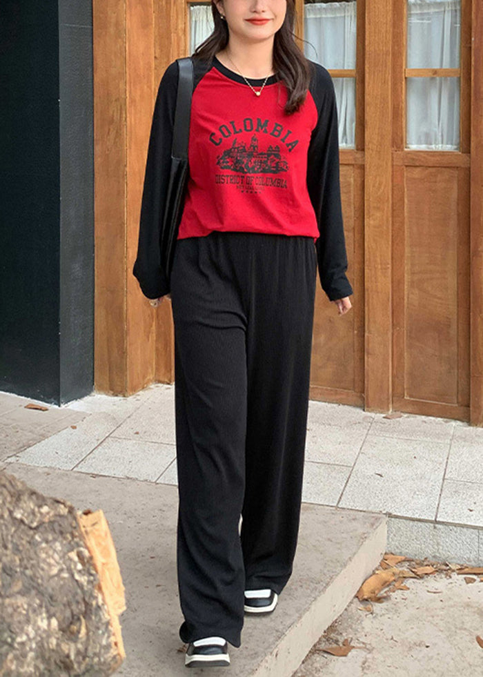 Organic Black Draping Slim Fit Spandex Straight Pants Fall