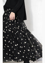 Organic Black Lace Embroideried Summer A Line Skirt