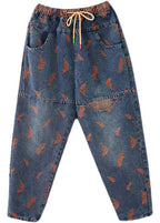 Organic Blue Embroideried Pockets denim Pants Spring