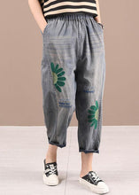Load image into Gallery viewer, Organic Blue Embroideried Summer Regular Denim Pants