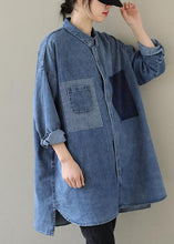 Load image into Gallery viewer, Organic Blue Peter Pan Collar Casual denim Blouses Spring