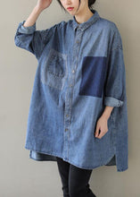 Load image into Gallery viewer, Organic Blue Peter Pan Collar Casual denim Blouses Spring