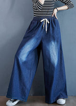 Load image into Gallery viewer, Organic Blue Pockets Elastic Waist Patchwork Denim Pants Spring