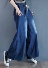 Load image into Gallery viewer, Organic Blue Pockets Elastic Waist Patchwork Denim Pants Spring