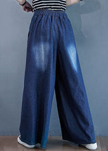 Load image into Gallery viewer, Organic Blue Pockets Elastic Waist Patchwork Denim Pants Spring