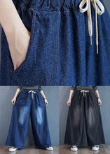 Load image into Gallery viewer, Organic Blue Pockets Elastic Waist Patchwork Denim Pants Spring