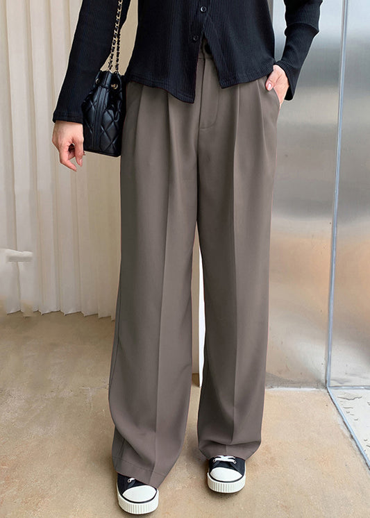 Organic Brown Oversized Draping Spandex Straight Pants Fall