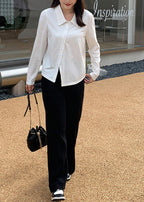 Organic Brown Oversized Draping Spandex Straight Pants Fall