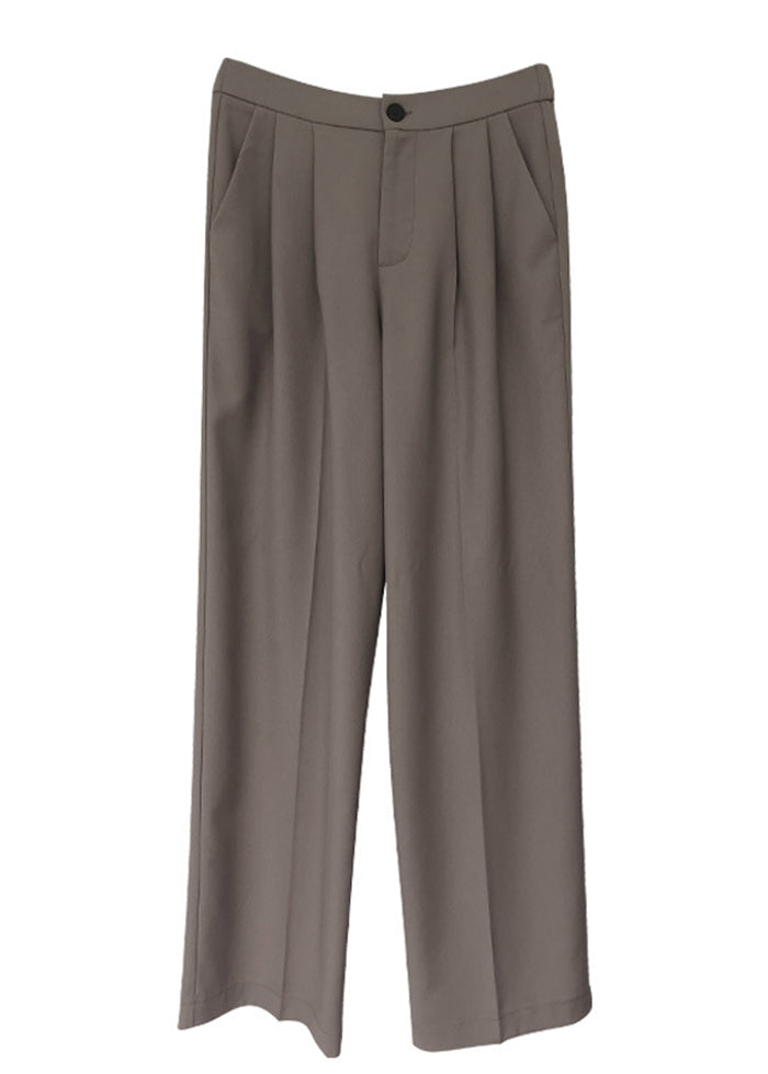 Organic Brown Oversized Draping Spandex Straight Pants Fall
