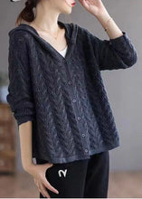 Load image into Gallery viewer, Organic Caramel Loose hooded Casual Button Fall Knit Knit Sweater