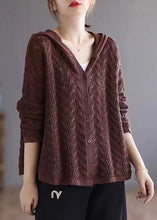 Load image into Gallery viewer, Organic Caramel Loose hooded Casual Button Fall Knit Knit Sweater