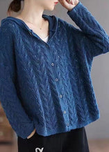 Load image into Gallery viewer, Organic Caramel Loose hooded Casual Button Fall Knit Knit Sweater
