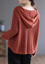Load image into Gallery viewer, Organic Caramel Loose hooded Casual Button Fall Knit Knit Sweater