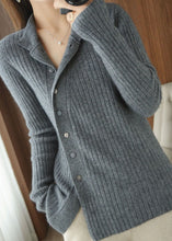 Load image into Gallery viewer, Organic Grey Asymmetrical Button Woolen Knit top Winter