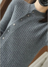 Load image into Gallery viewer, Organic Grey Asymmetrical Button Woolen Knit top Winter