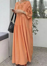 Load image into Gallery viewer, Organic Orange Embroideried Patchwork Cotton Dresses Summer