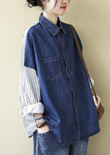 Load image into Gallery viewer, Organic Patchwork Shirts Women Denim Blue Tops