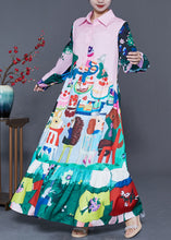 Load image into Gallery viewer, Organic Pink Animal Print Patchwork Ruffles Linen Vacation Dresses Summer