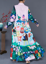 Load image into Gallery viewer, Organic Pink Animal Print Patchwork Ruffles Linen Vacation Dresses Summer
