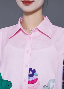 Organic Pink Animal Print Patchwork Ruffles Linen Vacation Dresses Summer