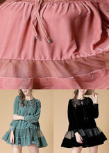 Load image into Gallery viewer, Organic Pink O Neck Patchwork Velour Dress Spring