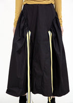 Organic black cotton quilting skirt high waist Traveling patchwork maxi skirts