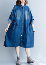 Load image into Gallery viewer, Organic denim blue embroidery Fine clothes For Women Wardrobes striped collar fall outwears