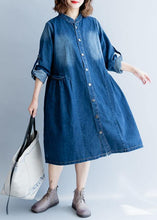 Load image into Gallery viewer, Organic denim blue embroidery Fine clothes For Women Wardrobes striped collar fall outwears