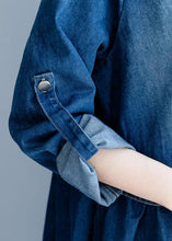 Load image into Gallery viewer, Organic denim blue embroidery Fine clothes For Women Wardrobes striped collar fall outwears